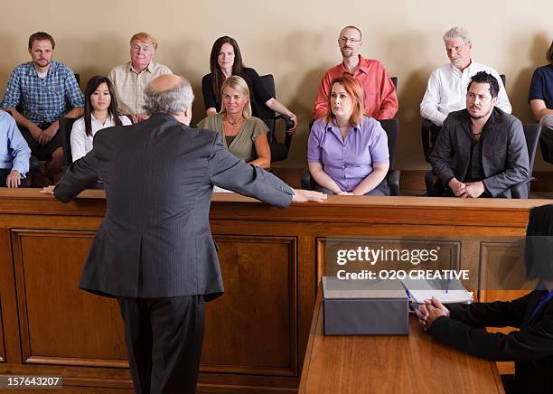 lawyer addressing the jury - serious crimes court stock pictures, royalty-free photos & images