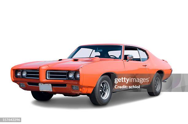 pontiac gto 1969 - sports car on white stock pictures, royalty-free photos & images