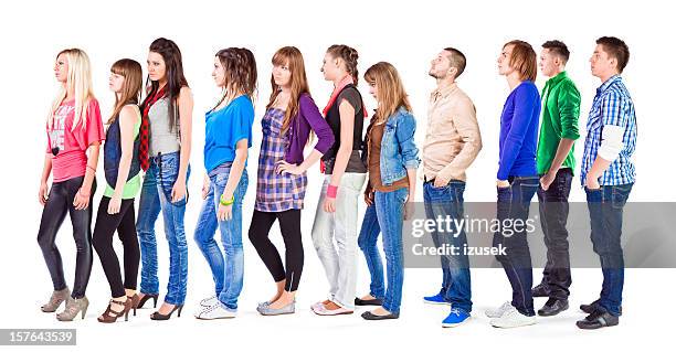 waiting in line - long hair stock pictures, royalty-free photos & images