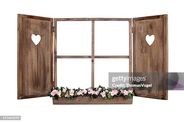 open bavarian window frame isolated - open window frame stock pictures, royalty-free photos & images