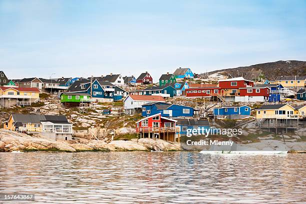 ilulissat greenland houses seaview - ilulissat stock pictures, royalty-free photos & images