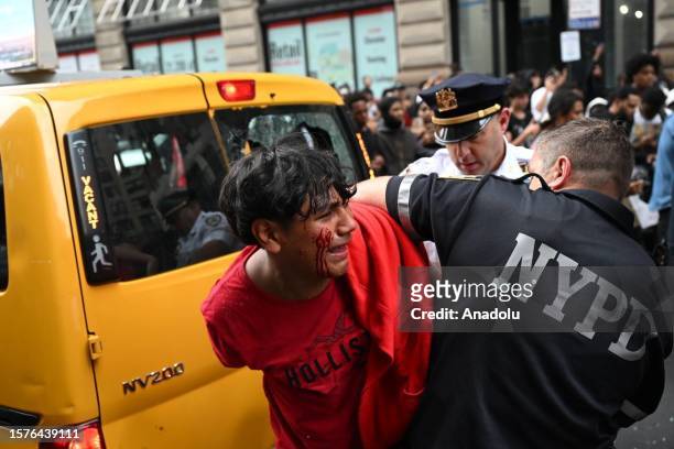 New York Police Department team take popular YouTube and Twitch broadcaster Kai Cenat and some attendees into custody as police intervene attendees...