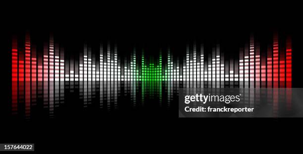 music equalizer blurred in black background, italy flag - hi fi stock illustrations