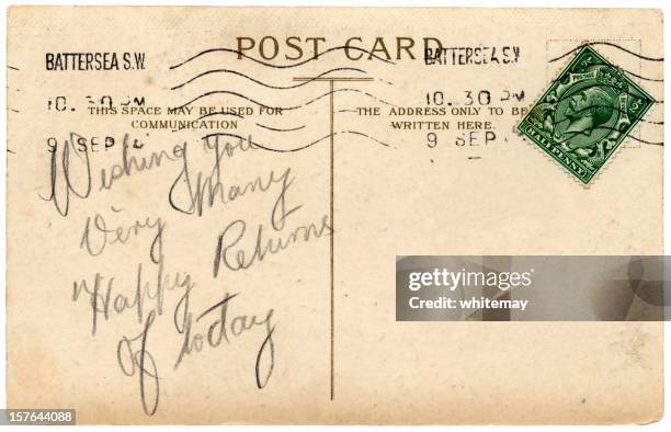 british birthday greetings postcard, reign of george v - ansichtskaart stockfoto's en -beelden