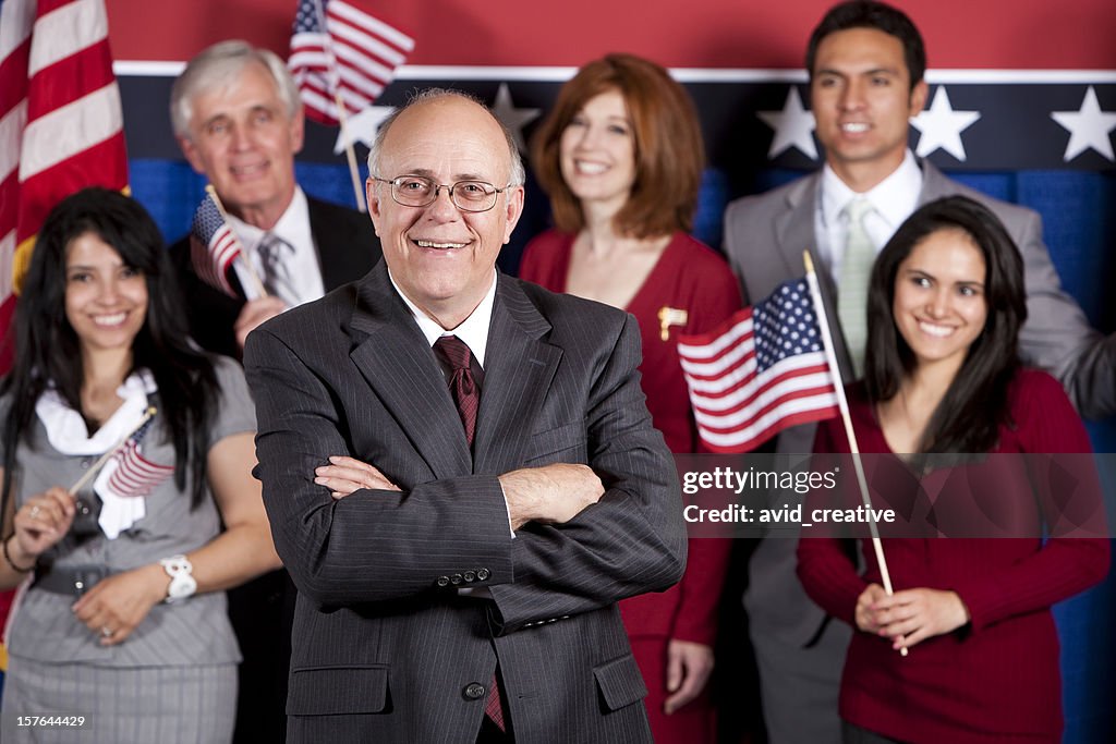 Happy Politician and Supporters