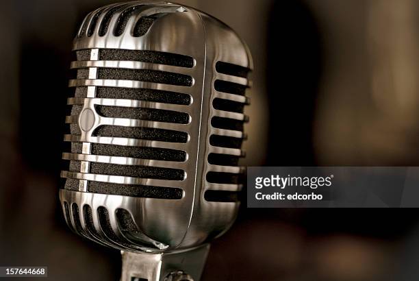 retro-style microphone - old fashioned microphone stock pictures, royalty-free photos & images