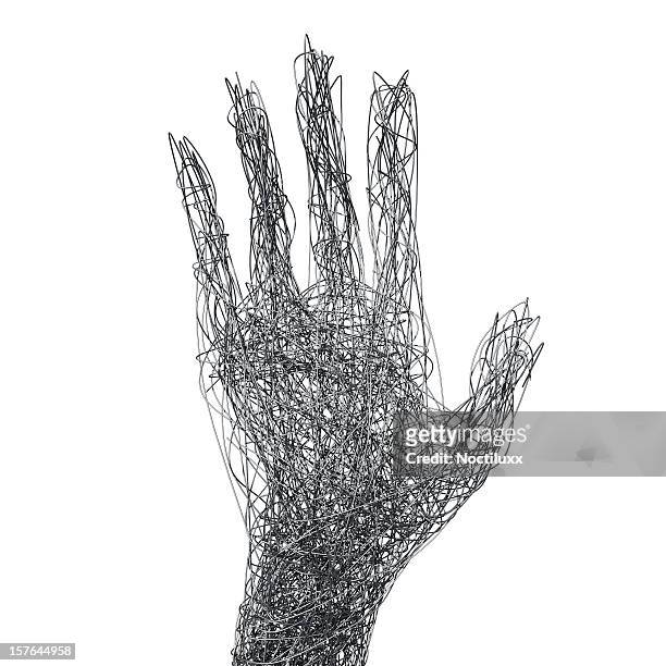 wire mesh hand concept - full body isolated bildbanksfoton och bilder