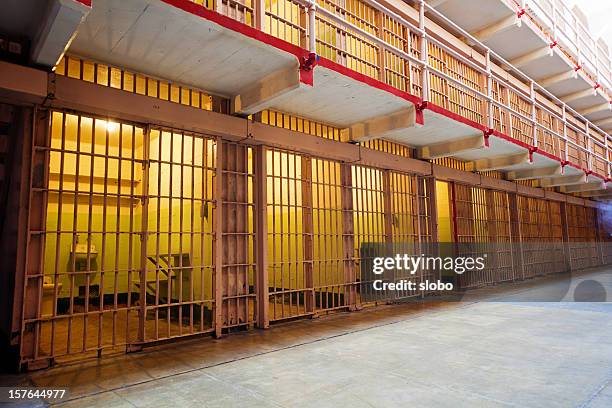 rows of prison cells - death row stock pictures, royalty-free photos & images