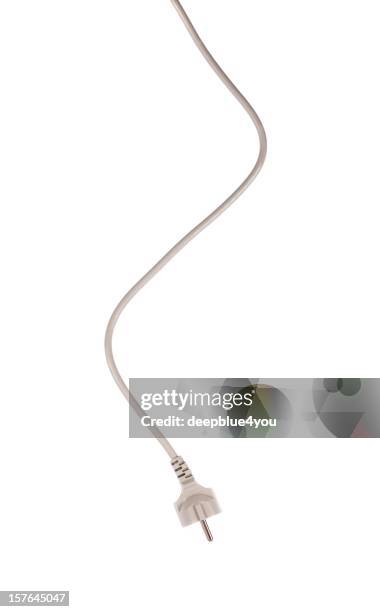 hanging down gray 220 volt plug with cable - cables isolated stock pictures, royalty-free photos & images