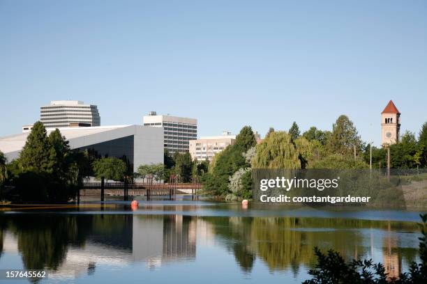 spokane washington skyline from river front park - spokane stockfoto's en -beelden