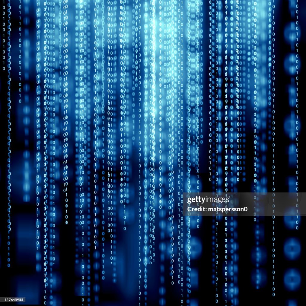 XXL abstract binary code falling