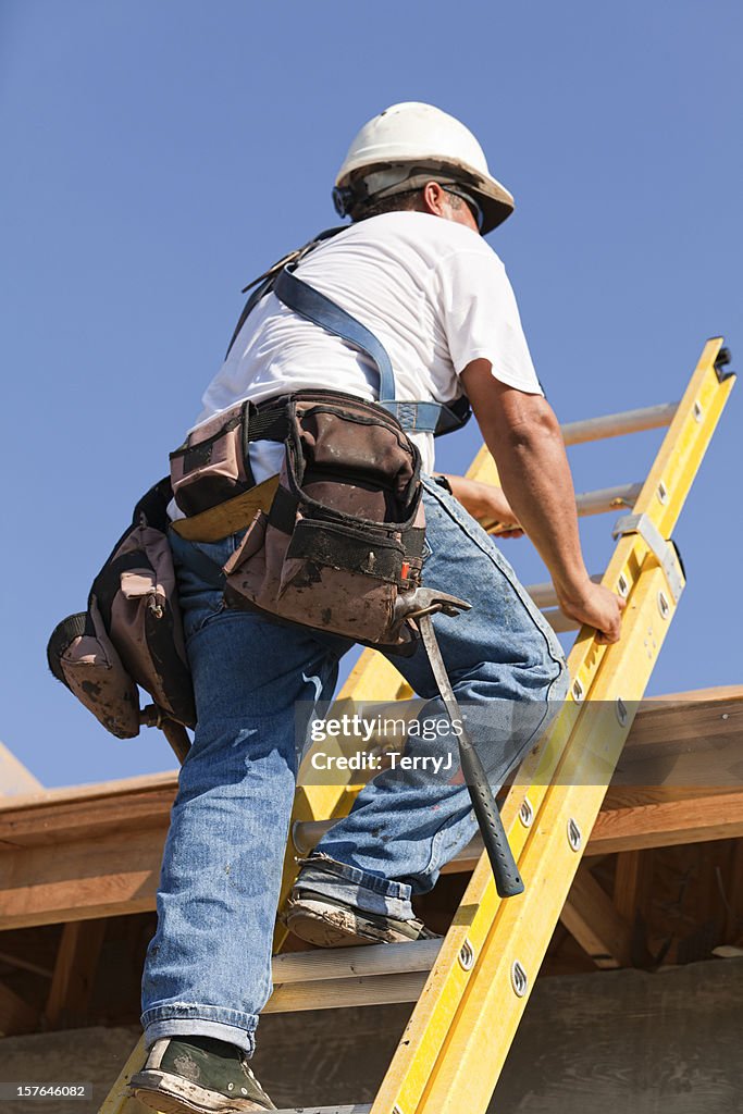 Dachdecker Klettern Leiter, auf Home