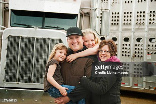 truck driver and his family - common stock pictures, royalty-free photos & images