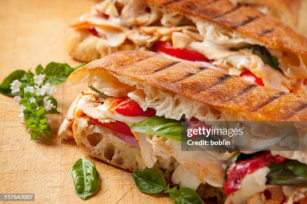panini sandwiches - ciabatta stock pictures, royalty-free photos & images