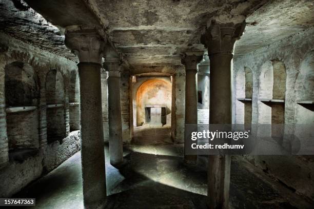 roman catacomb tomb - rome stock pictures, royalty-free photos & images