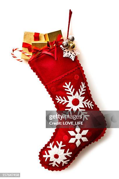 christmas stocking - christmas decorations isolated stock pictures, royalty-free photos & images