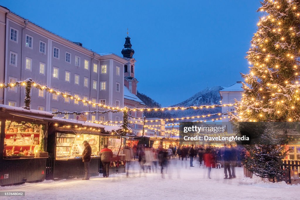 Busy Christmas Market in Europe