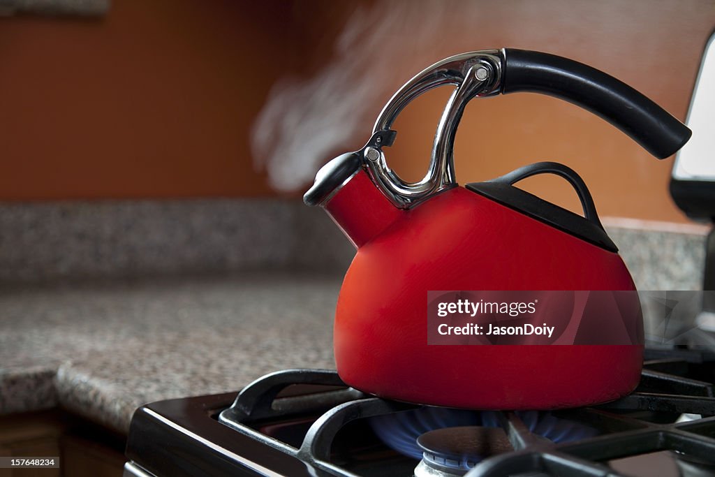 Shiny Red Tea Pot