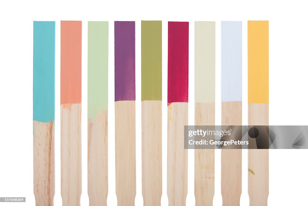 Paint Stir Sticks Color Swatches with Clipping Path