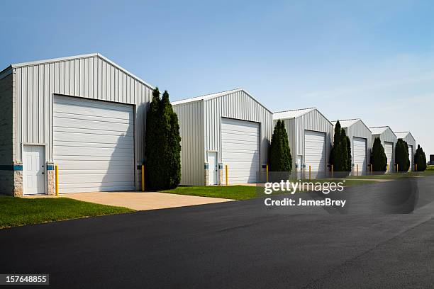 large commercial rental unit storage garage facilities - warehouse exterior stock pictures, royalty-free photos & images