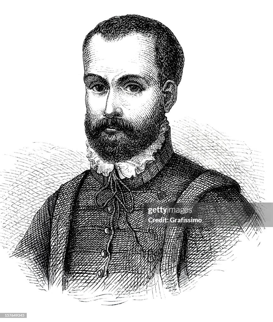 Engraving of philosopher Niccolo Machiavelli from 1870