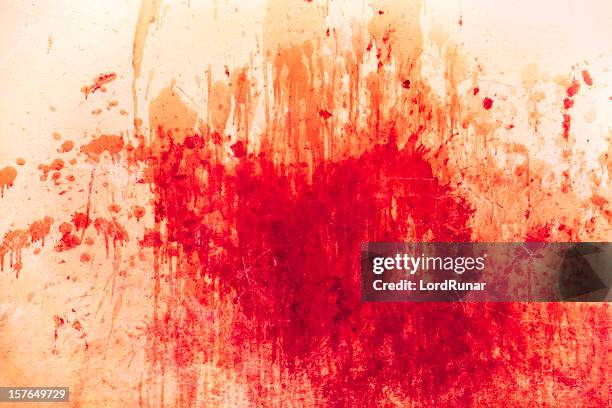 messy splash of red - crime and murder stockfoto's en -beelden