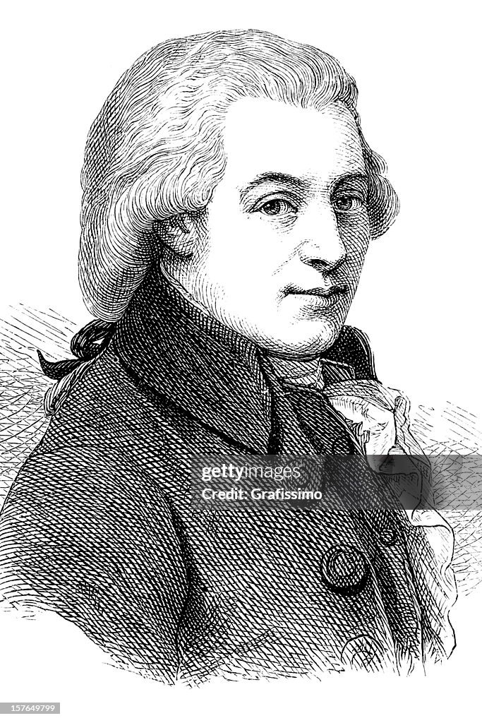 Engraving of composer Wolfgang Amadeus Mozart 1870