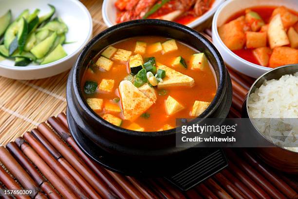 doenjang soup - korean culture stock pictures, royalty-free photos & images