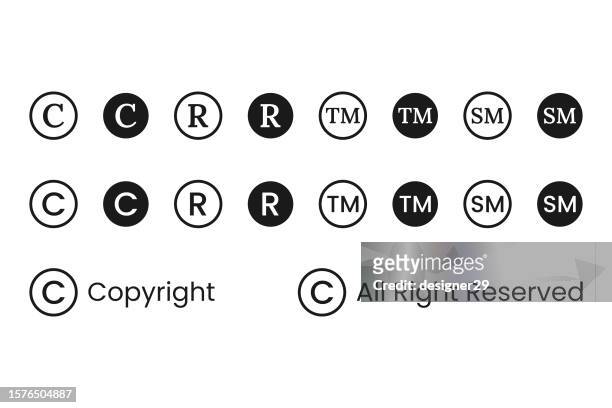 copyright and registered symbol set vector design on white background. - r logo stock illustrations