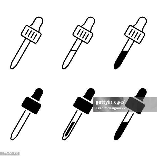 dropper icon set. - multi pipette stock illustrations