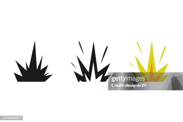 explosion icon set. - smelting cartoon stock illustrations