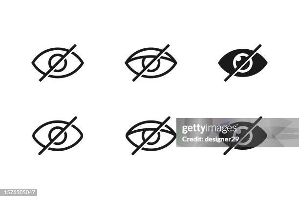 stockillustraties, clipart, cartoons en iconen met invisible or hiding icon set. - onzichtbaar