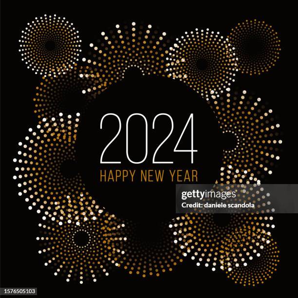 2024 - frohes neues jahr hintergrund mit feuerwerk. - chinese new year vector stock-grafiken, -clipart, -cartoons und -symbole