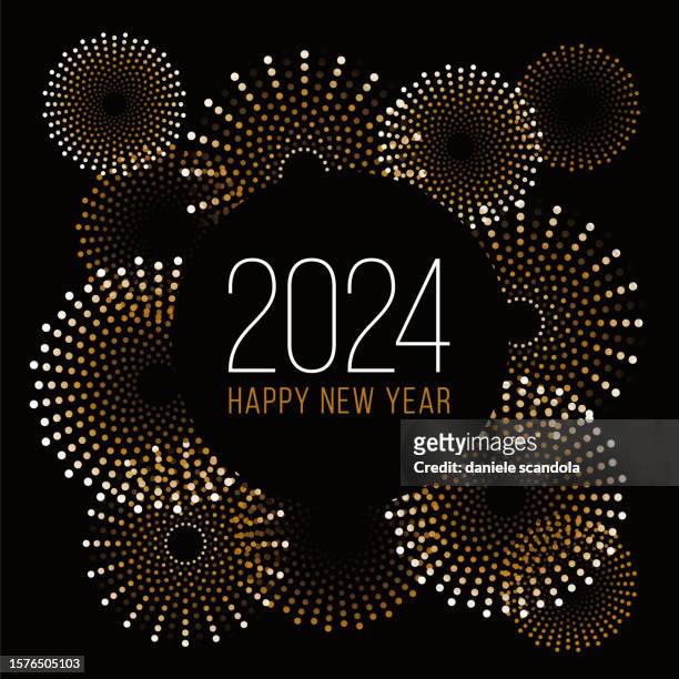 2024年 – 花火と新年の背景。 - happy new year点のイラスト素材／クリップアート素材／マンガ素材／アイコン素材