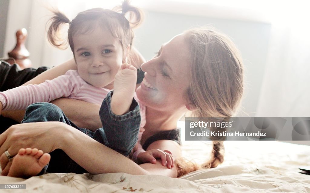 Mom having fun with her toddler