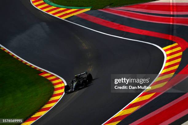 Lewis Hamilton of Great Britain driving the Mercedes AMG Petronas F1 Team W14 on track during qualifying ahead of the F1 Grand Prix of Belgium at...