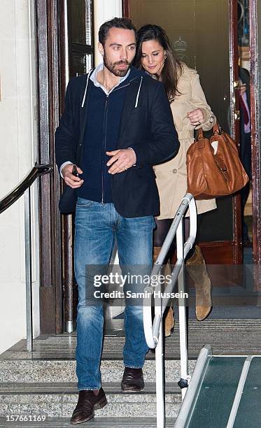 James Middleton and Pippa Middleton leave the King Edward VII Hospital after visiting Catherine, Duchess of Cambridge who is being treated for acute...