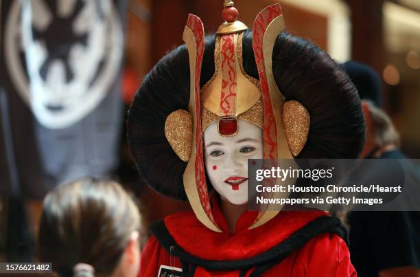 Payton Schmall dressed at Star Wars 'Queen Amidala', greets visitors in the first day of the Space City Con 2013 at the Marriott Westchase on Friday,...