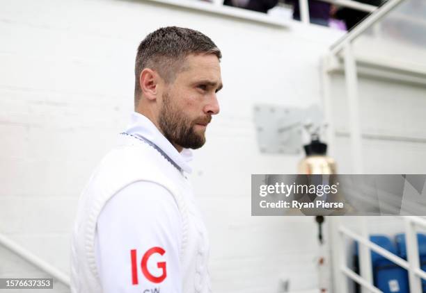 Chris Woakes of England prior to the 3rd session during Day Two of the LV= Insurance Ashes 5th Test Match between England and Australia at The Kia...