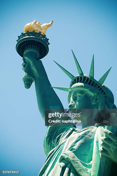 statue of liberty close up - faces of a nation stock pictures, royalty-free photos & images