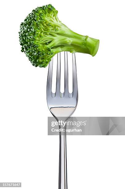 broccoli on a fork - gaffel bildbanksfoton och bilder