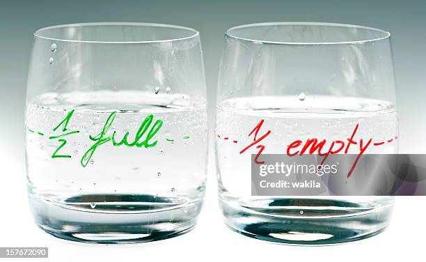 half full and empty - pessimisme stock pictures, royalty-free photos & images