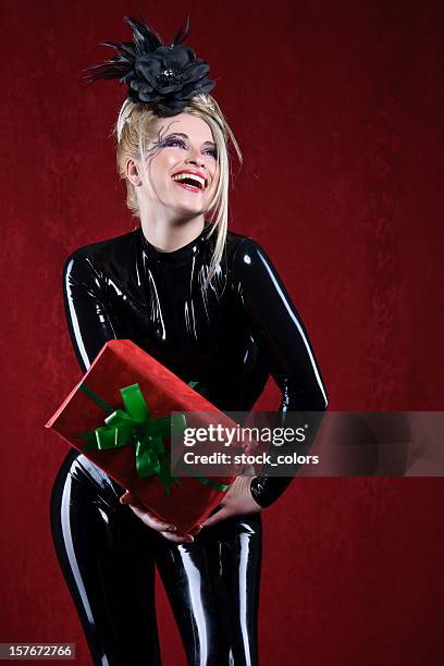 happy christmas - latex catsuit stock pictures, royalty-free photos & images