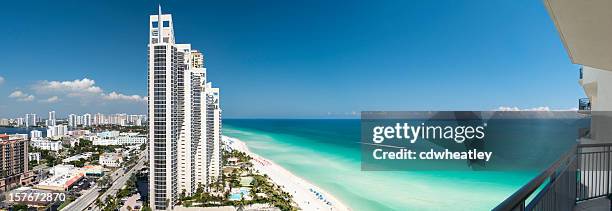 panoramic view of the skyline in miami, florida - miami skyline stock pictures, royalty-free photos & images