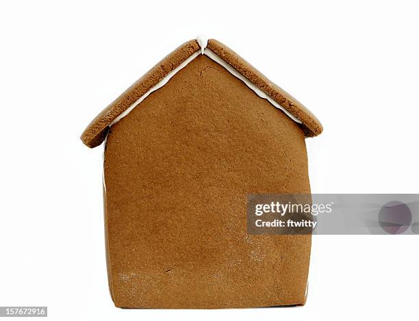 undecorated gingerbread house isolated on white - gingerbread house stock pictures, royalty-free photos & images