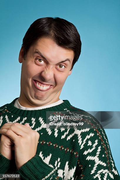 scary sweater nerd - ugly people stock pictures, royalty-free photos & images