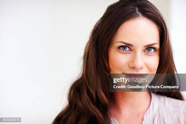 happy mature woman isolated against white background - 40 year old models stock pictures, royalty-free photos & images