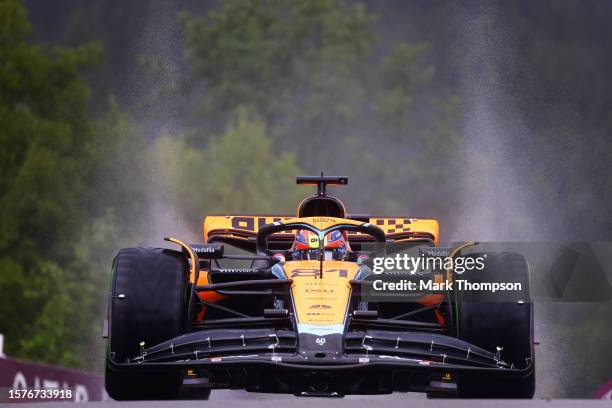 Oscar Piastri of Australia driving the McLaren MCL60 Mercedes on track during qualifying ahead of the F1 Grand Prix of Belgium at Circuit de...