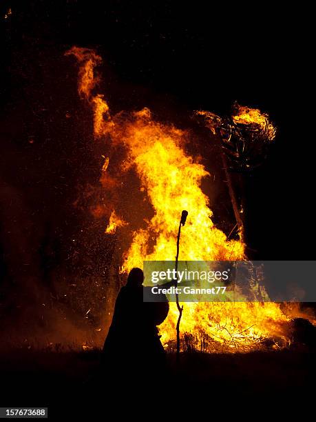 burning the wickerman - wicker stock pictures, royalty-free photos & images