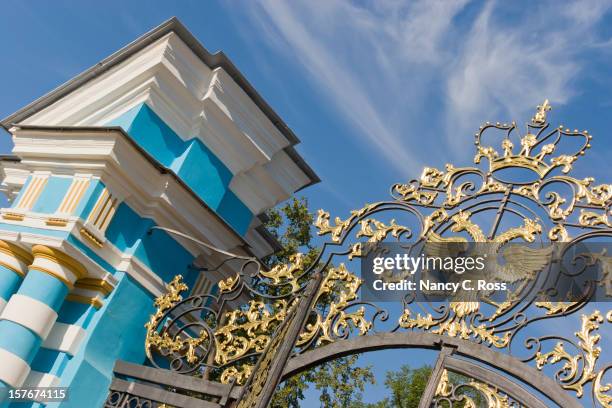 portão de catherine palace, são petersburgo, rússia - pushkin são petersburgo imagens e fotografias de stock